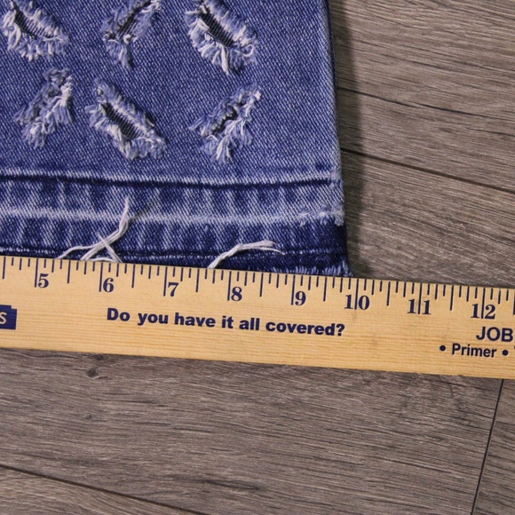 0285-Nova Men Distressed Flare Jeans Size 30 – Blue Ripped Denim - Picture 7 of 10